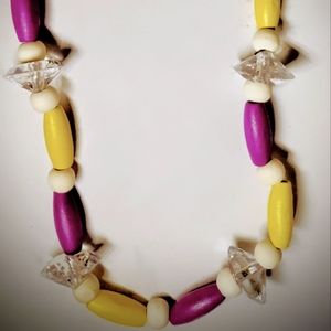 Diamond and wood bead necklace